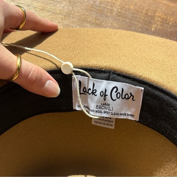 NWOT Lack Of Color 100% Wool Cafe Latte Tan Brimmed Ribbon Hat main image 7